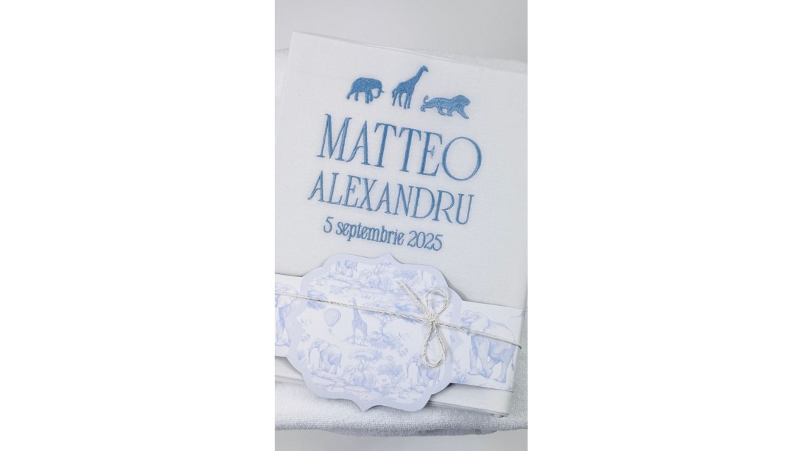 Trusou de botez Jungle Baby Toile de Jouy 2